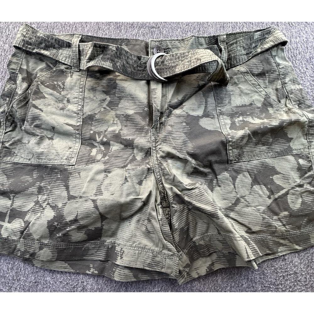 Calvin Klein Jeans Shorts Women's Size 14 Green Geometric Belted‎ Pockets New